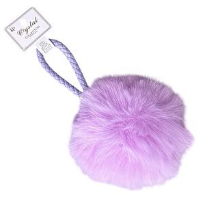 Light Purple Fur Pom Pom Keychain Braided Strap Pastel Easter NWT
